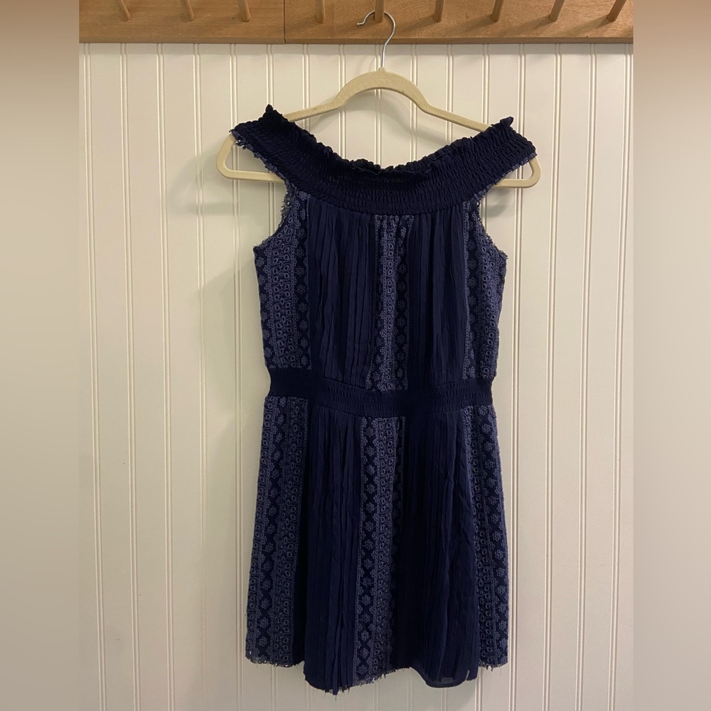 Alice + Olivia Navy Blue Floral Lace Romantic Cottage Sleeveless Mini Dress XS